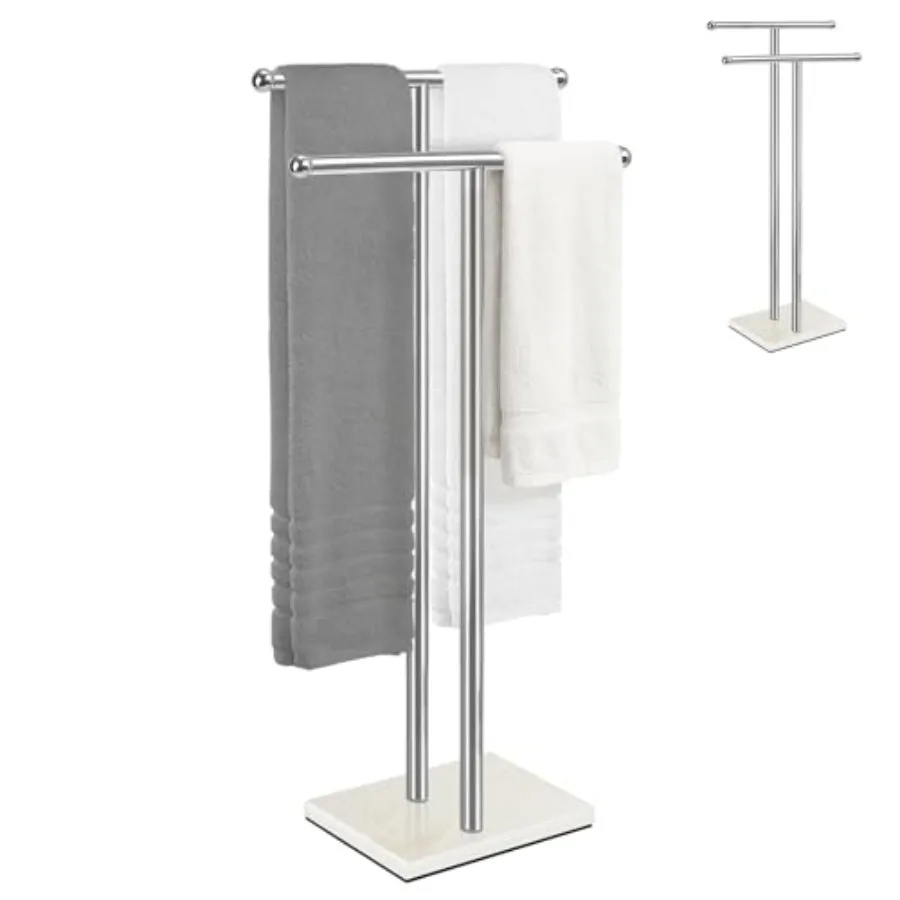 

Standing Towel Rack with Marble Base Free Standing Towel Racks for Bathroom 40" Height Floor Towel Stand Holder for Bathroom