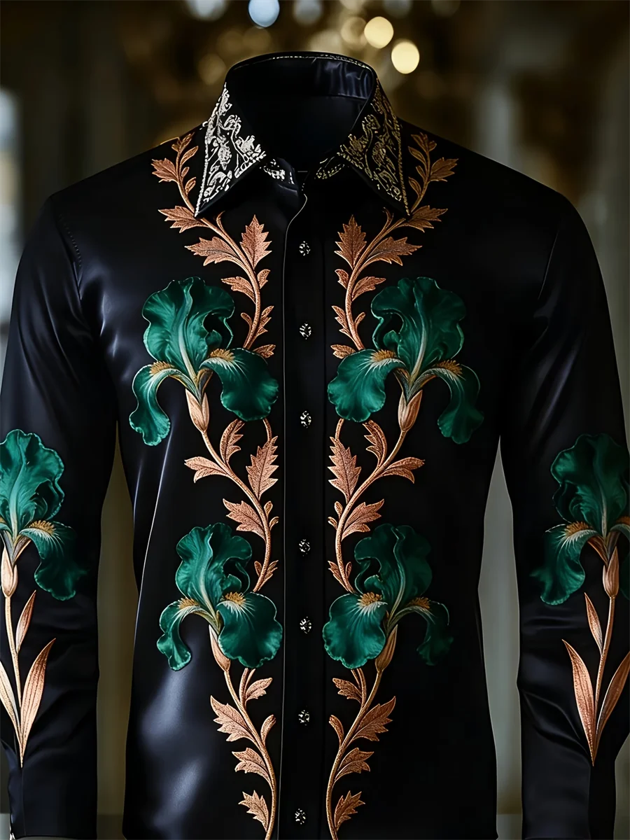 

Digital printed men's long sleeved shirt, casual and comfortable, fashionable and trendy, street outdoor, soft fabric