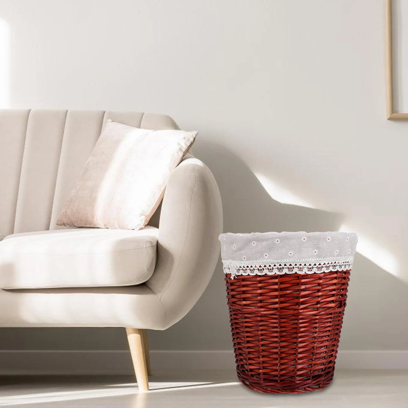 

Handwoven Rattan Laundry Basket Brown Wicker Storage Basket For Dirty Clothes Home Bathroom Bedroom Space Saving Woven Organizer