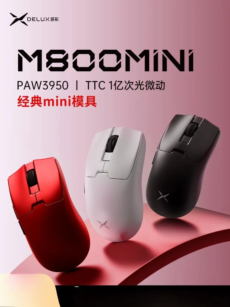 DeLUX M800mini PRO Mouse Wireless Dual Mode Lightweight Ergonomics TTC Blue Dot Optical Micro Switch V2 Low Latency Gaming Mouse
