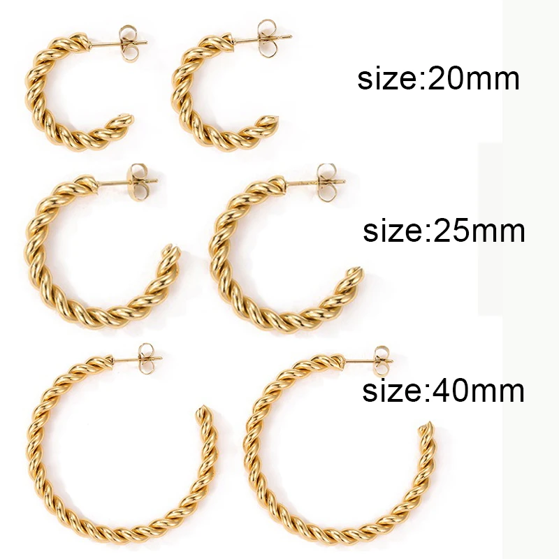 316 L Stainless Steel Vintage Spiral Twist Hoop Earrings for Women Punk Earrings Trendy Gold Color Silver Color Earrings Jewelry