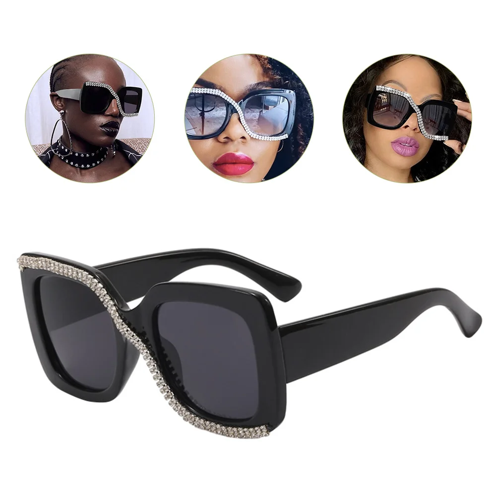 

Retro Square Sunglasses Oversized Black Lightweight Vintage Trendy Fashion Shades Eye Beach Accessories