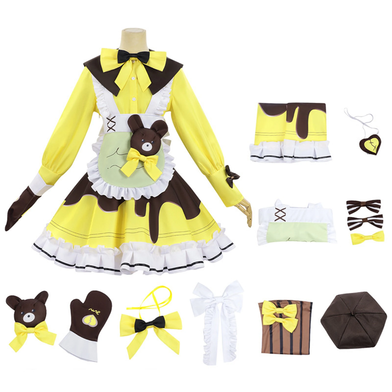 

Silent Girl Stella Dream Sweetheart Cosplay Costume Lolita Yellow Uniform Game Girl Dress with Apron Halloween Party Uniform Set