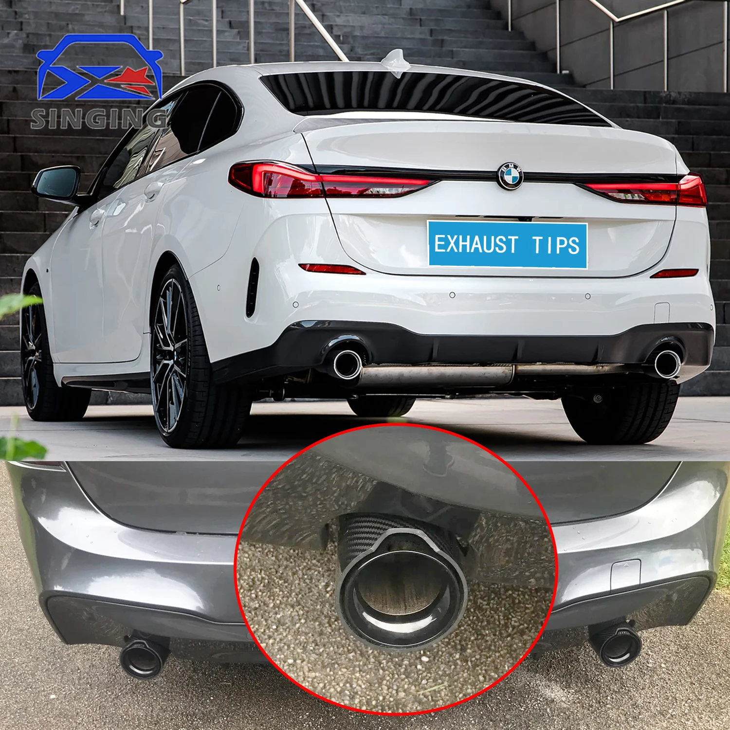 

accessories muffler end pipe car exhaust tip tail throat decoration parts nozzle cover for BMW Series2 220d 216i 2020-22 F46