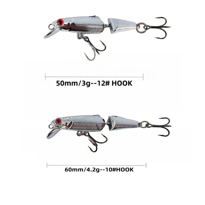 Billings  Sinking Multi-Segment Minnow Lure 4.2g/6cm,  Mid-Water Layer Bio-Mimetic Lure Red-Eyed Bass and Baitfish Imitation