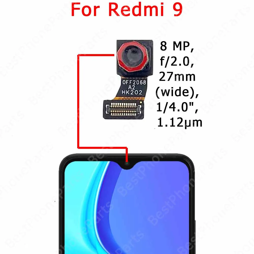 Selfie Front Camera For Xiaomi Redmi 9A 9C 9 9T 10 Prime 2022 10A 10C 5G Frontal Camera Module Mobile Phone Parts