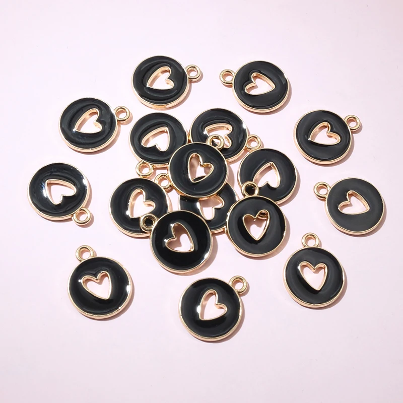 20pcs 15x12mm Enamel Double Side Hollow Heart Charms Pendant DIY Jewelry Making Accessories for Bracelet Earrings Necklace - view 6
