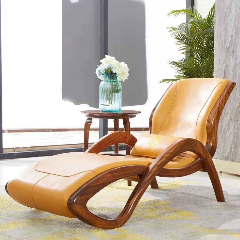 

Lounge chair solid wood modern leather