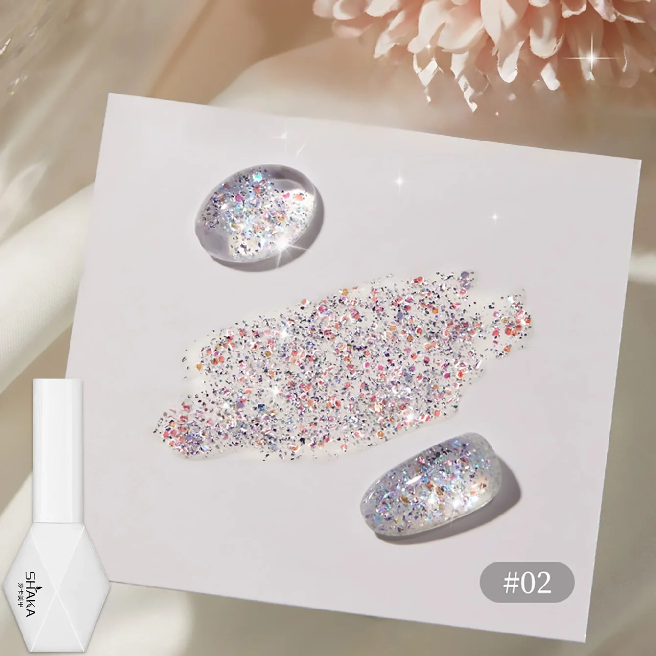 1 unidad de esmalte de uñas en gel SHAKA Spring Ice Tea con purpurina blanca, rosa y azul, nuevo color 2026, purpurina brillante para decoración de uñas, suministros para uñas