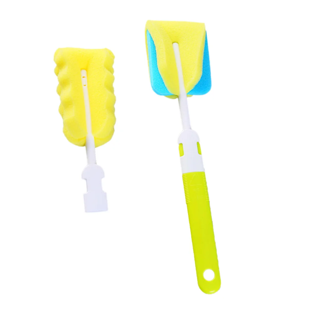 2 Pcs Sponge Baby Bottle Cleaning Brush Glass Milk Feeding Bottle Cup Brush Cleaning Cup Scrubber Washing (Blue)