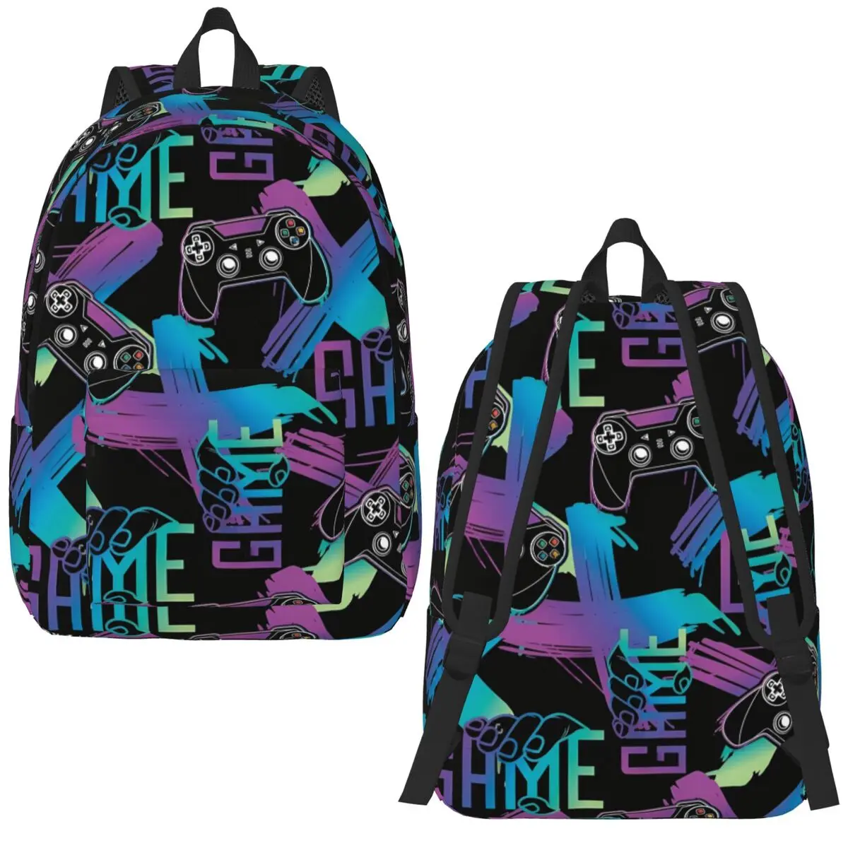 남성 여성을위한 게임 컨트롤러 배낭 패션 고등학교 하이킹 여행 데이 팟 노트북 컴퓨터 숄더 백 스포츠