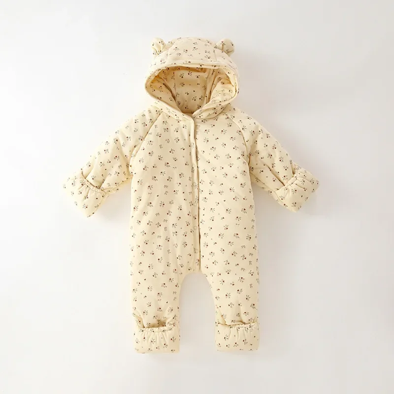 Infant and Toddler Cotton Clothing Winter Jumpsuit Newborn Three-layer Thickened Cotton Jacket Baby Warmth Go Out Clothes