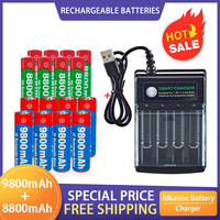 2025 Latest Smart Charger AA AAA Rechargeable Battery 1.5V AA 9800mAh AAA 8800mAh Suitable for Various Electronic Devices