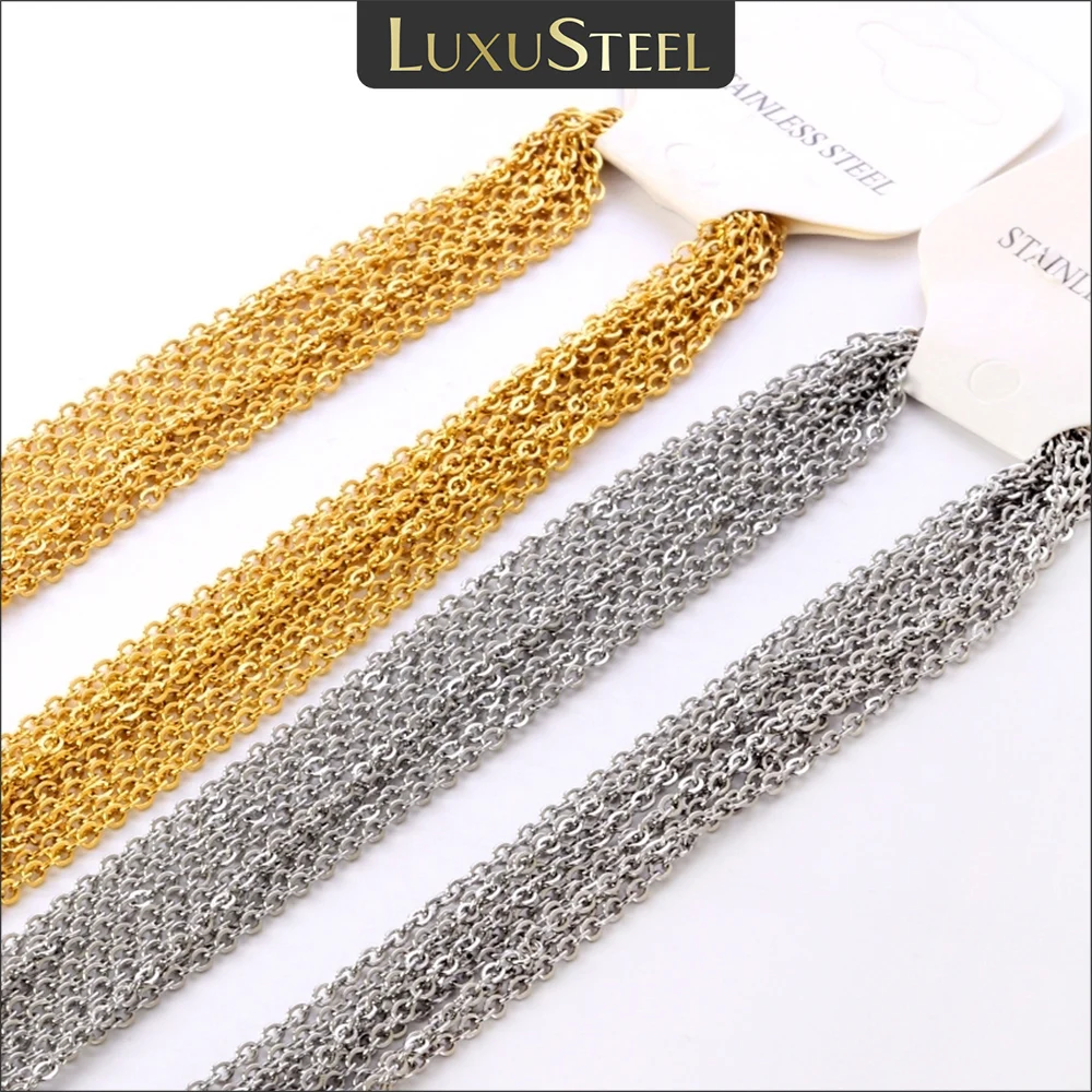 10Pcs Wholesale Stainless Steel Link Chains for DIY Bulk Jewelry Making Supplies 1MM 2MM