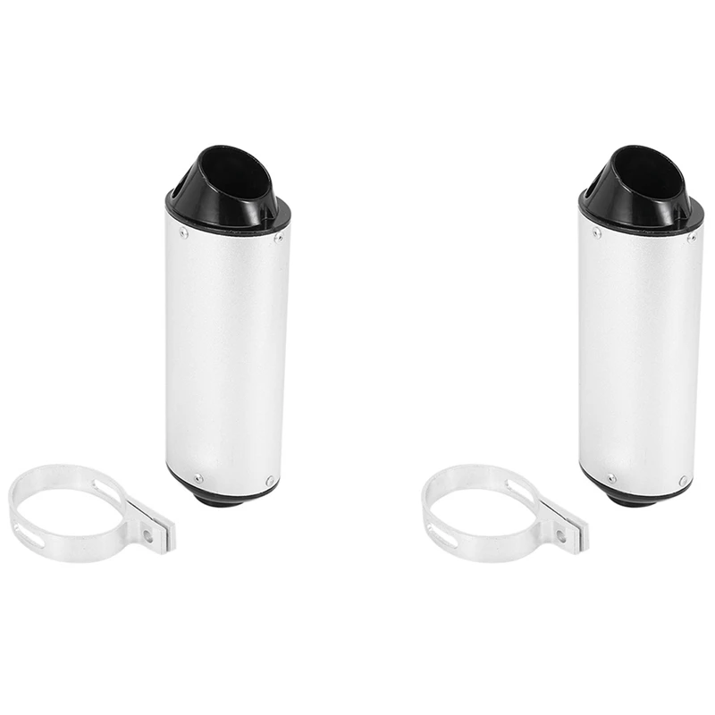 2Pcs 38Mm Universal Motorcycle Exhaust Muffler Pipe Noise Sound Eliminator Clamp Kit (White)