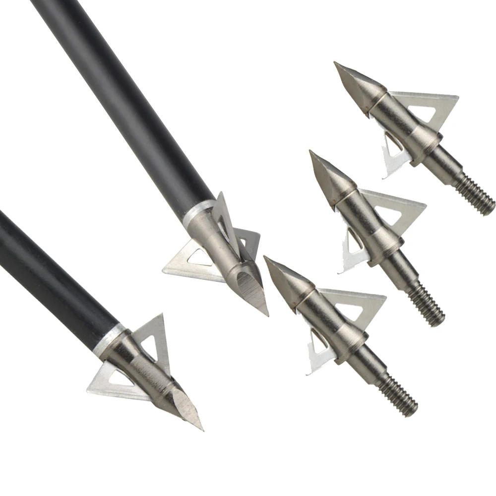 

6/12pcs Broadheads Stainless Steel 100 Grain Hunting Arrowheads Archery Blade Arrow Tip for Bow Outdoor Shooting Target Training