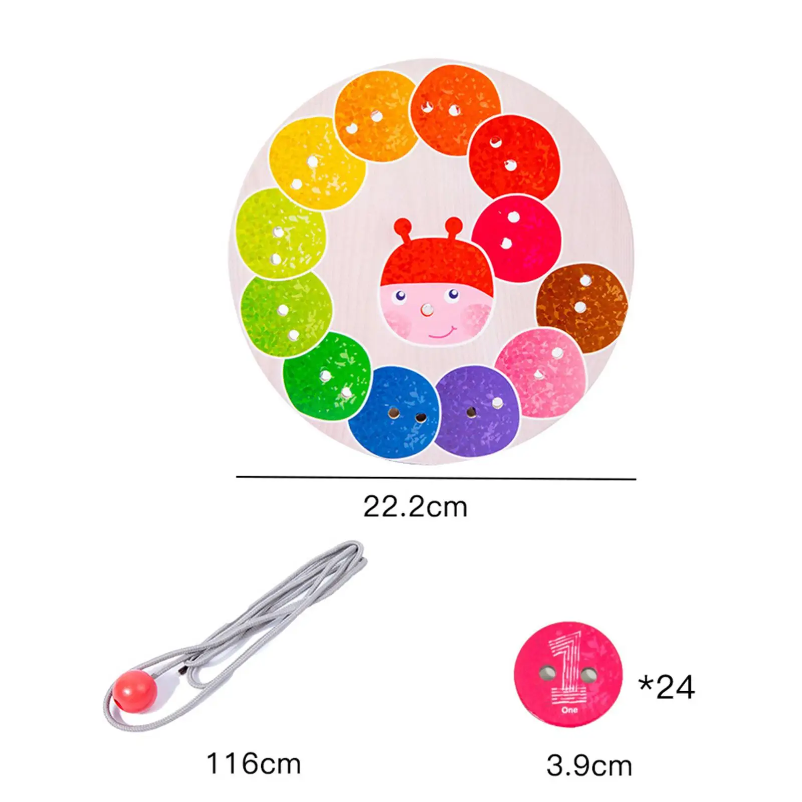 Caterpillar Threading ของเล่นเสื้อผ้าและปุ่มเกมสีไม้ความรู้ความเข้าใจของขวัญเย็บ Sorting Lacing สําหรับเด็กทารกเด็กวัยหัดเดิน