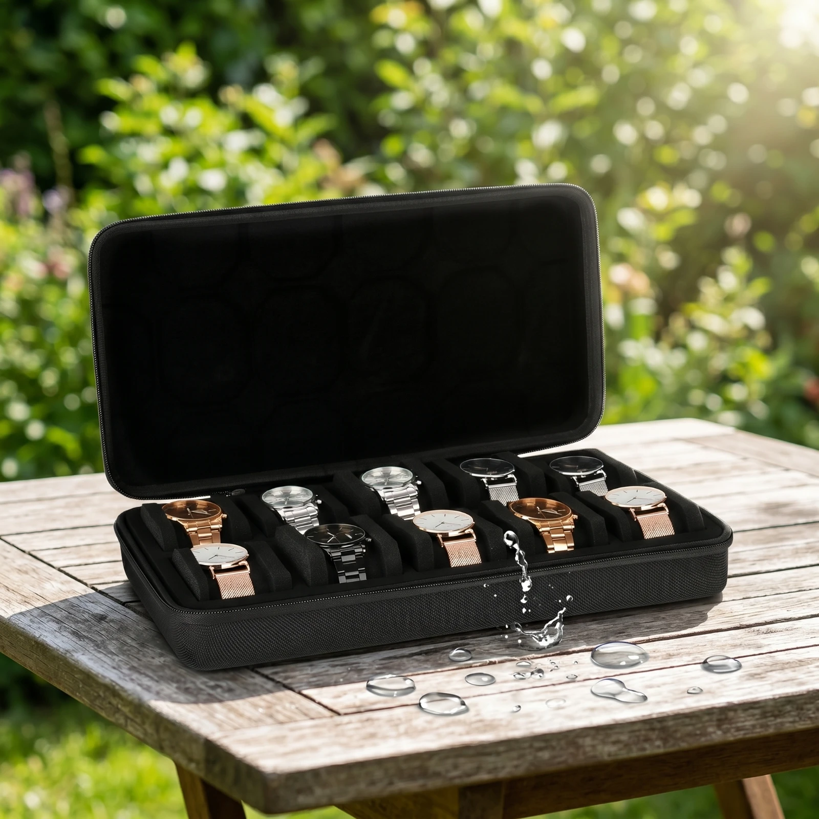 Watch Case with 10 Slots Portable Watch Travel Case Shielding Compact for Travelers