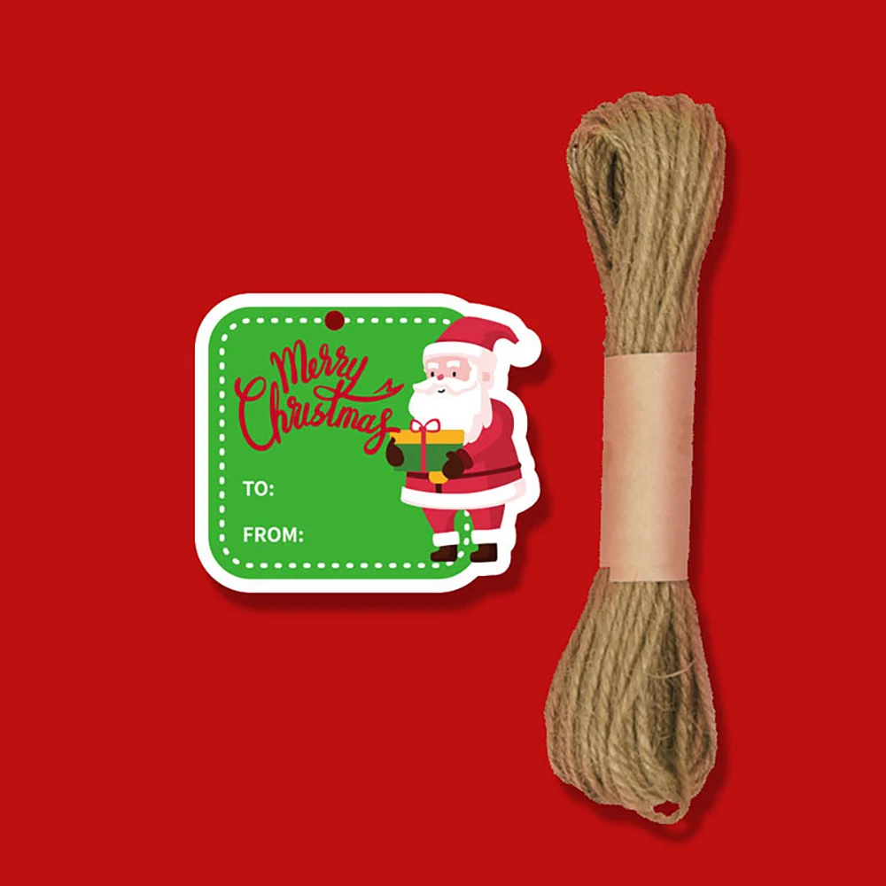 DIYメリークリスマスクラフトタグ、ギフト包装紙、santaClausハングタグ、クリスマスカード、パーティー用品、50個