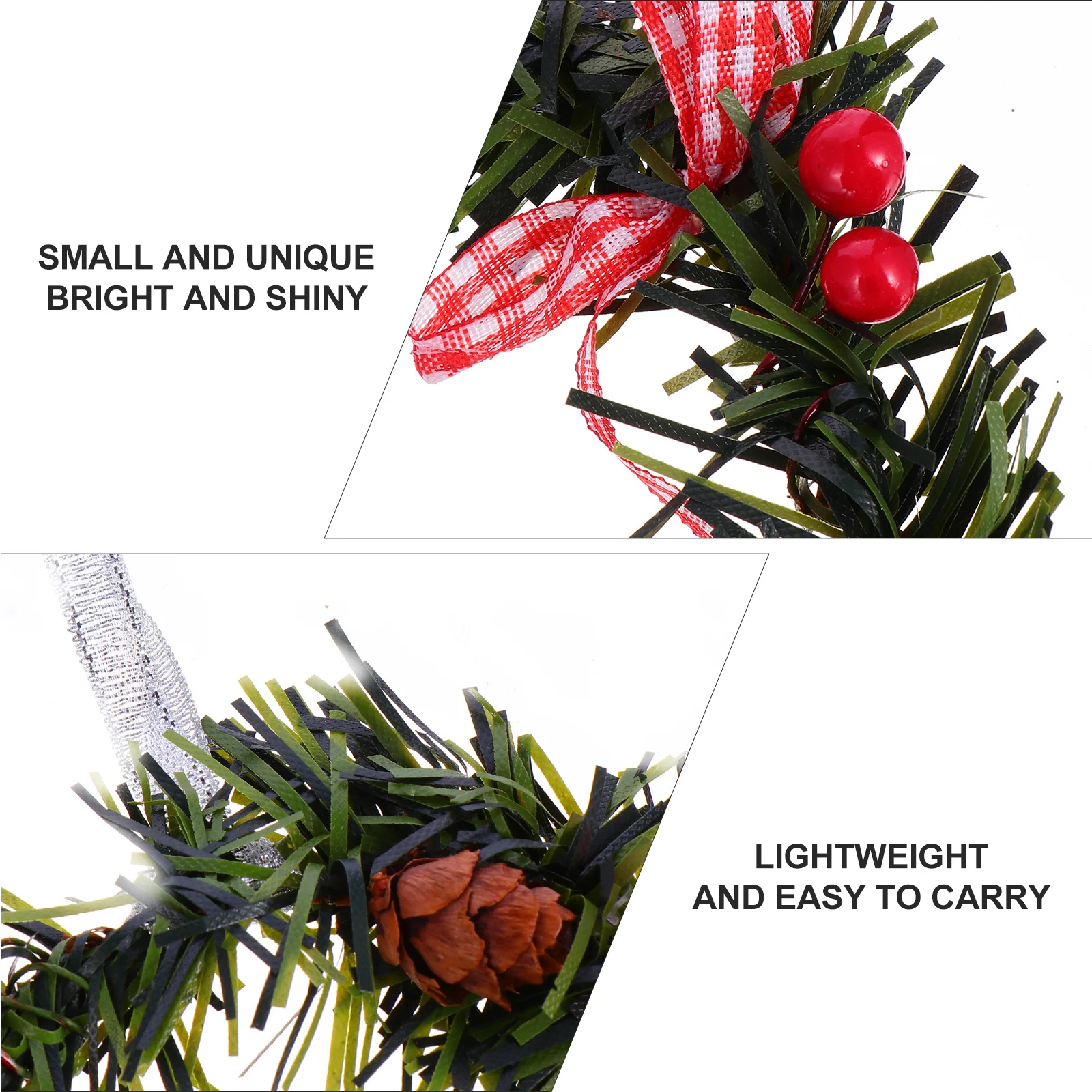 

2Pcs Christmas Wreath Emulational Garland PVC Non-Woven Fabric Indoor Outdoor Hanging Decoration Door Fireplace