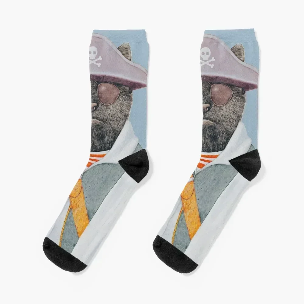 

Pirate Cat Socks sports stockings cycling gifts Lots Designer Man Socks Women's