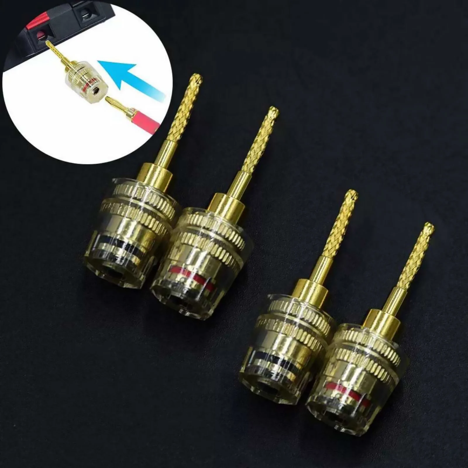 4 buah/Set 2mm Pin ke 4mm pisang perempuan OFC murni tembaga berlapis emas 24K steker kabel untuk HiFI DIY kawat konektor Speaker terminal