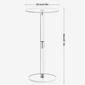 Mesa de centro transparente acrílica, mesa transparente para bebidas, pequena extremidade redonda, moderna, sala de estar, mesa lateral, decoração de casa 8 principais vendas mesa de centro redonda de - №1