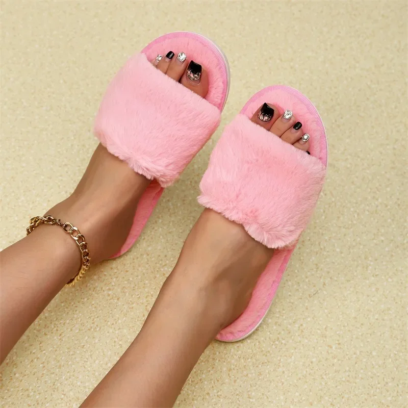 Women's Shoes 2024 New Open Toe Women's Slippers Autumn Suede Warm Solid Light Indoor Flat Casual Comfortable Slippers Zapatos