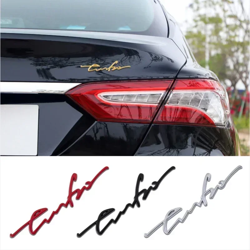 1Pcs Car Styling 3D Adhesive Zinc Alloy Body Side Sticker Turbo Logo Auto Rear Trunk Emblem Badge Decal Accessories