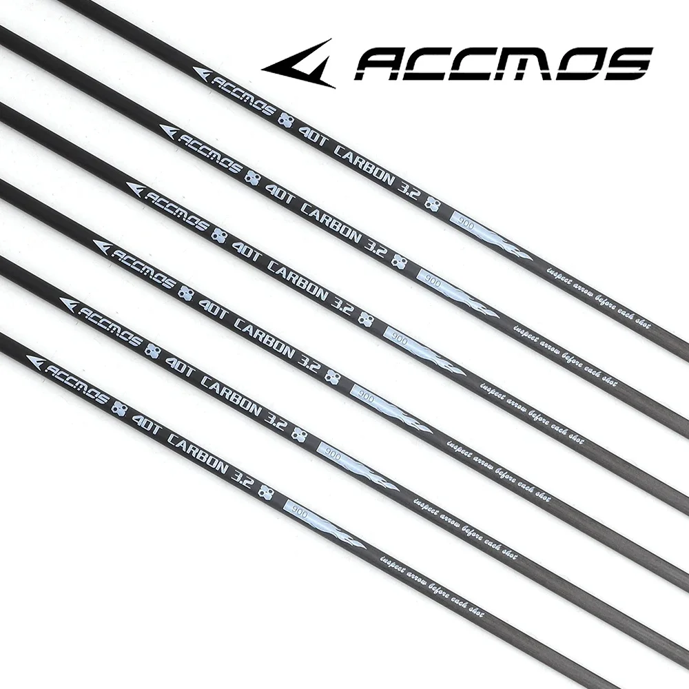 Pure Carbon Archery for Recurve Bow Shooting, ID 3.2, Shaft Spine 350, 400, 500, 600, 700, 800, 900, 12Pcs