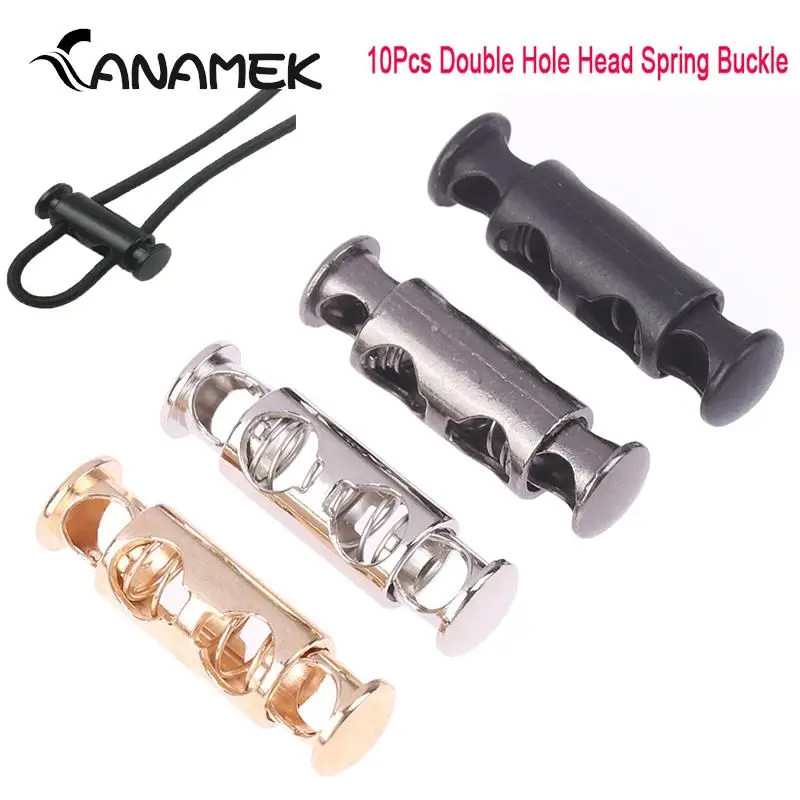 10Pcs Metal Double Hole Head Spring Buckle Elastic Adjustment Buckles Tightening Fasteners Locks Cord Lock Sewing Tools