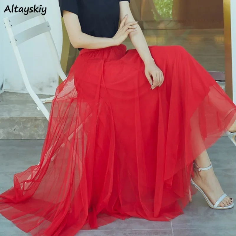 التنانير الصلبة للنساء 46 لونًا ملابس صيفية شبكية فضفاضة وبسيطة أنيقة تناسب جميع الأعمار أزياء العطلات غير الرسمية المشهورة