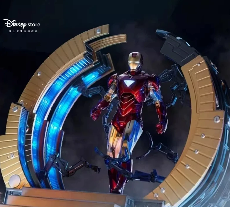

Disney Official Iron Man 1:10 Scale Action Figure Light-Up Suit-Up Gantry Set Articulated Joints Collectible Model In Stock