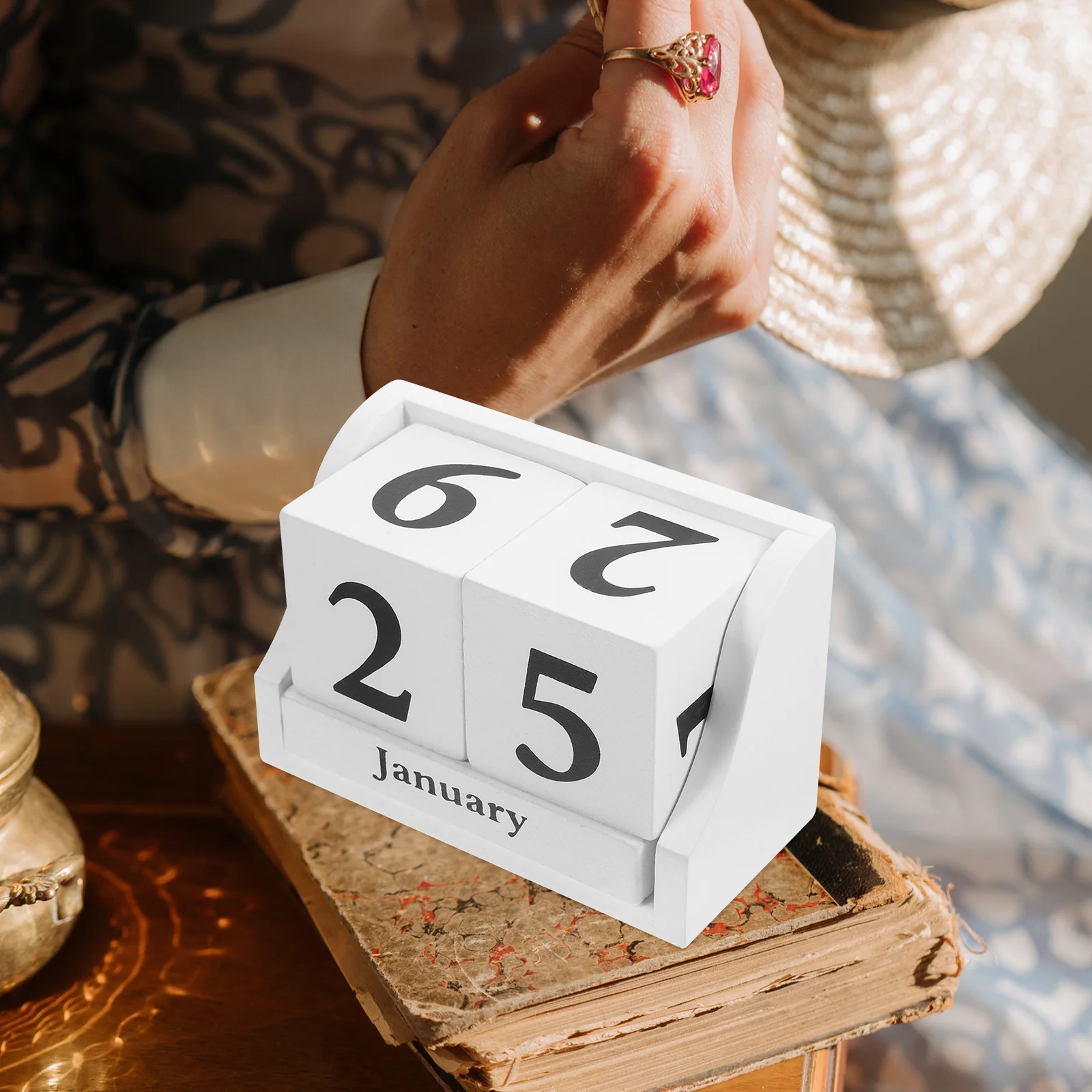 

Wooden Desk Calendar Perpetual Date Display Calendar Block Desktop Wooden Cube Calendar wooden calendar block