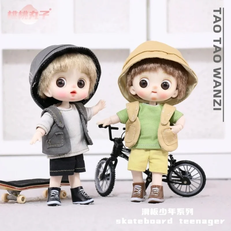 

Original Taotao Wanzi Ob11 Skater Boy Doll Multi Joint 14cm Action Figures Trendy Toys Dress Up Doll Collect Model Ornament Gift
