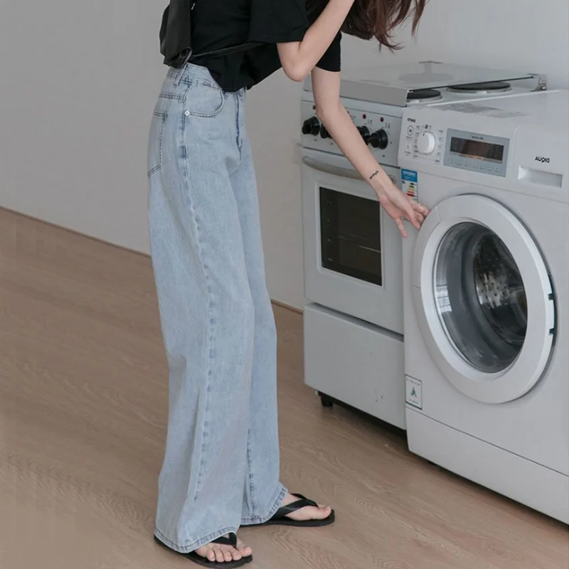 

Blue Jeans Woman High Waist Korean Fashion Wide Leg Pants Loose 2023 Summer Y2k Harajuku Casual School Trousers