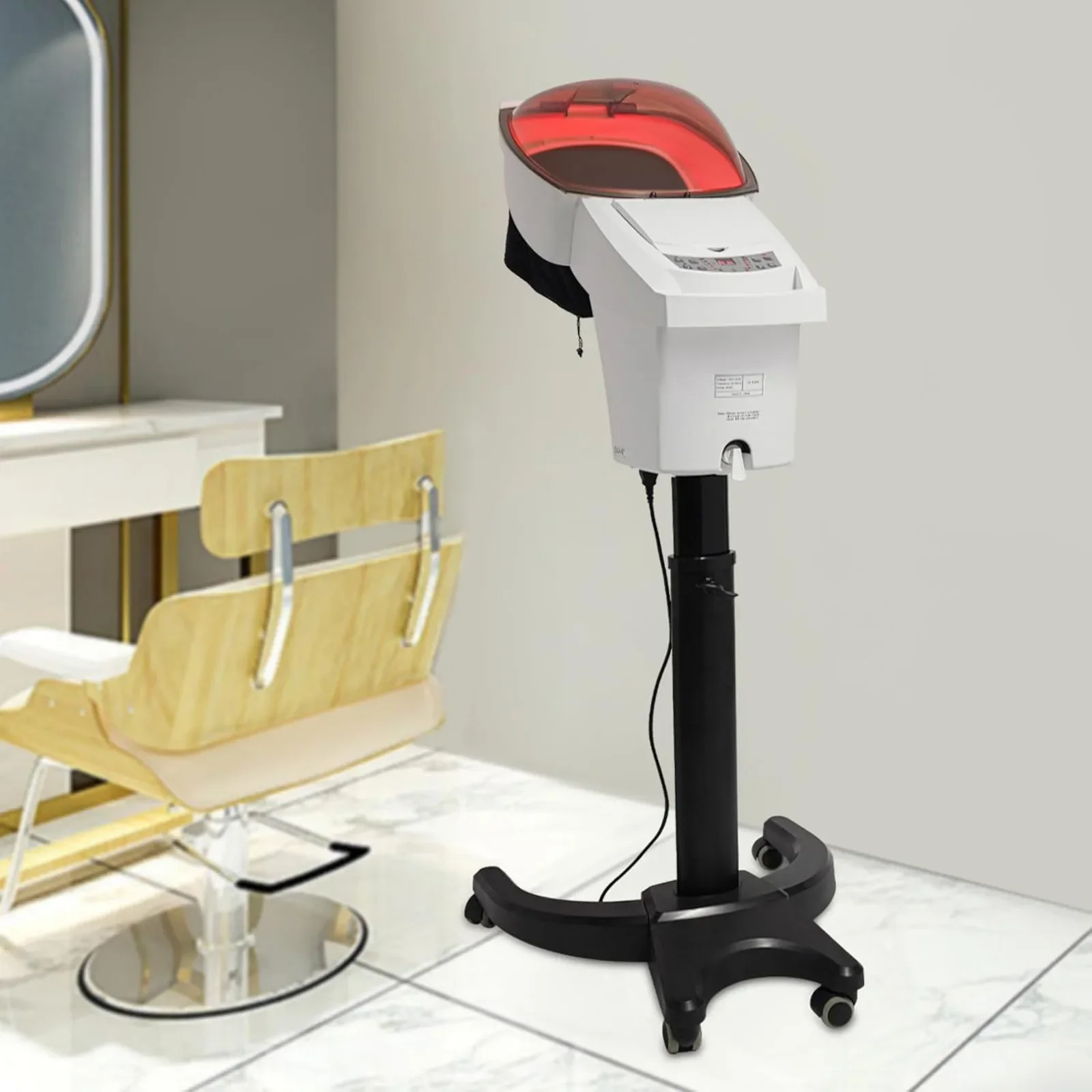 

7 Light Standing Hair Steamer, 700W O3 Ozone Micro Mist Hair Hairdressing Color Processor Oil Treatment for Spa and Home