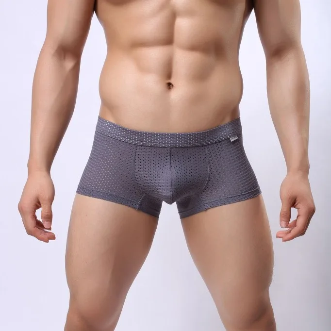 

Men Breathable Mesh Boxer Briefs Full Hole Net Quick Dry Athletic Low Rise Contour U Pouch Male Underwear