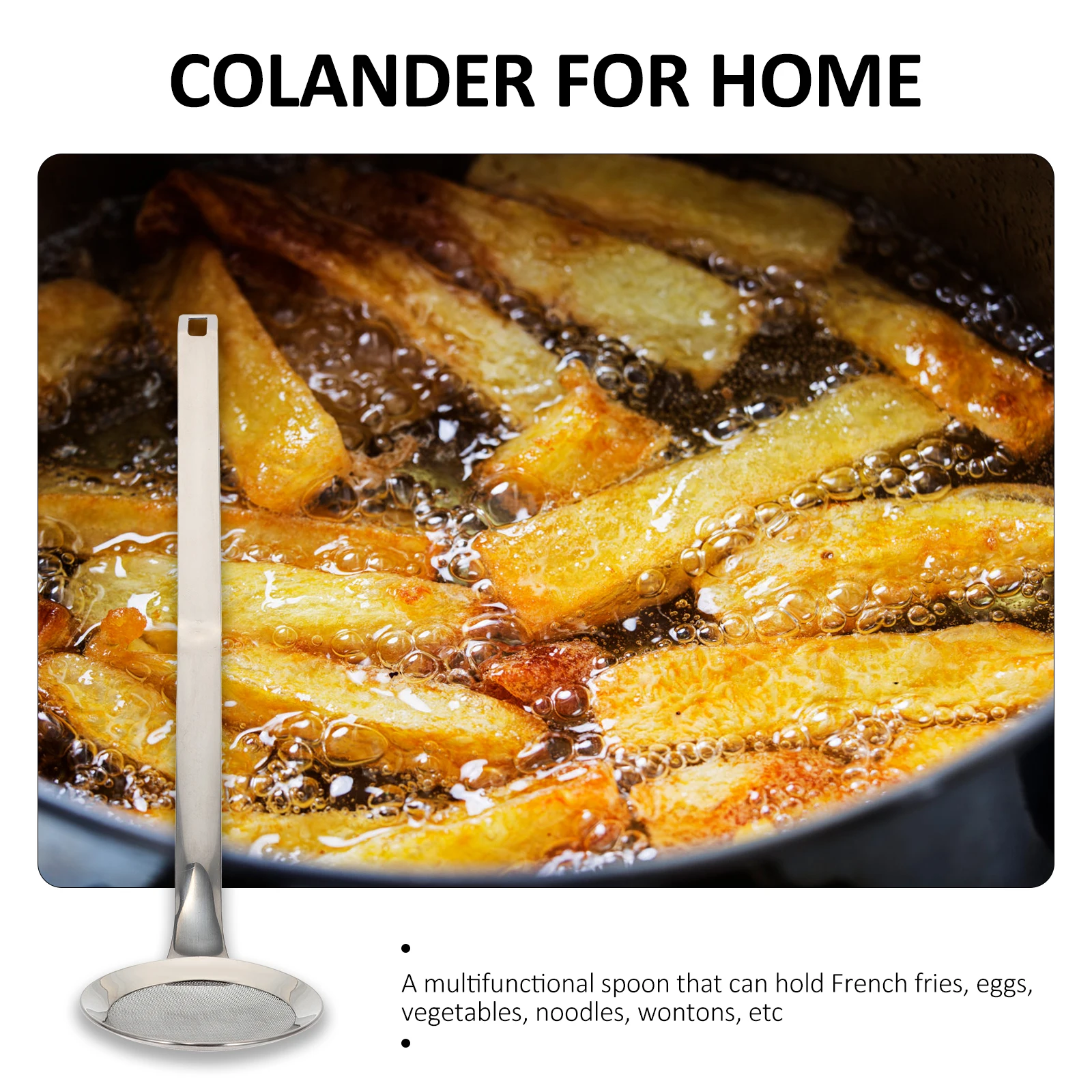 

Stainless Steel Filtering Net Sieve Strainer Kitchen Tool Easy Clean Noddles Vegetable Egg Wonton Silver Color