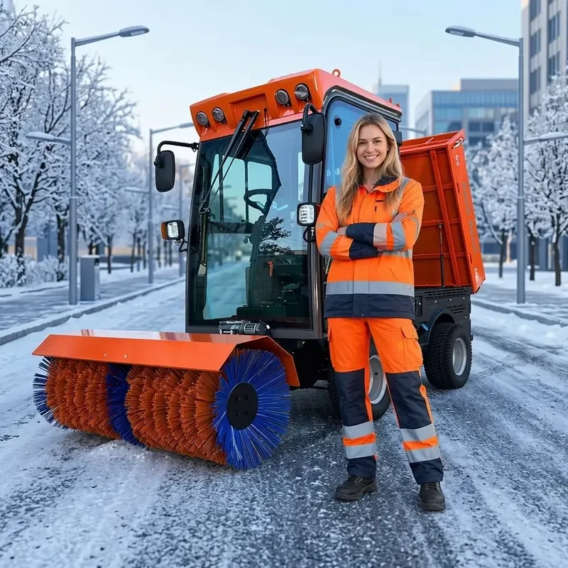 4-Wheel Drive 25HP Snow Blower 1400mm Sweeper 1500mm Plow 1200mm Thrower 3-in-1 Ride-on Snow Remover with Cruise Control