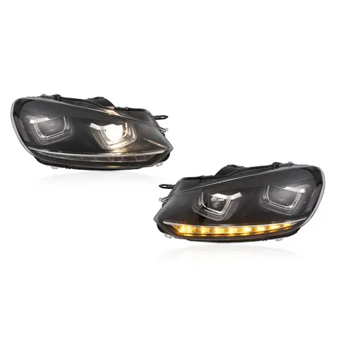 Pair Of LED Car Headlight Assembly For VW Golf6 MK6 2010-2014 Front Head Lamp DRL Turning Signal Headlights Plug and Play