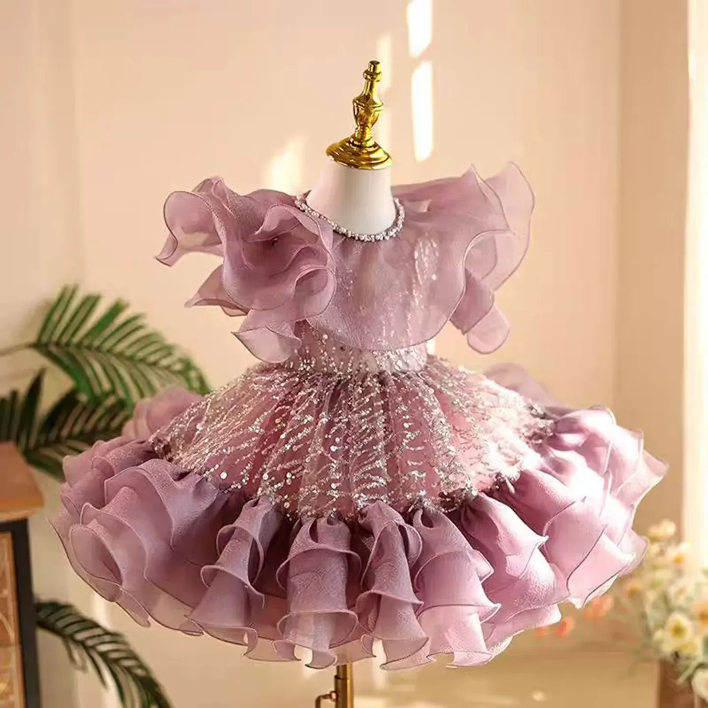 

Платье принцессы на заказ с лавандовыми рюшами и пайетками, первое рождественское свадебное платье принцессы فساتينestes فساتينestesف سهرةhtml