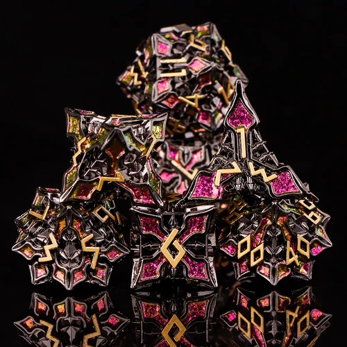 Juego de dados DND de metal de prisma 7 piezas, dados poliédricos de borde afilado para RPG, idea de regalo de Acción de Gracias de Halloween, juego de dados de metal rpg