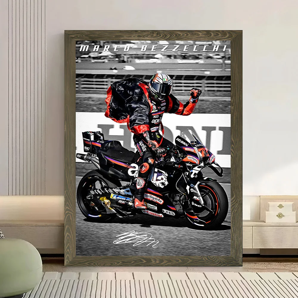 Marco Bezzecchi Motorcycle Racer Poster Canvas Wall Art Custom Photo Print Modern Painting for Fans Bedroom Accessories Mural view 3