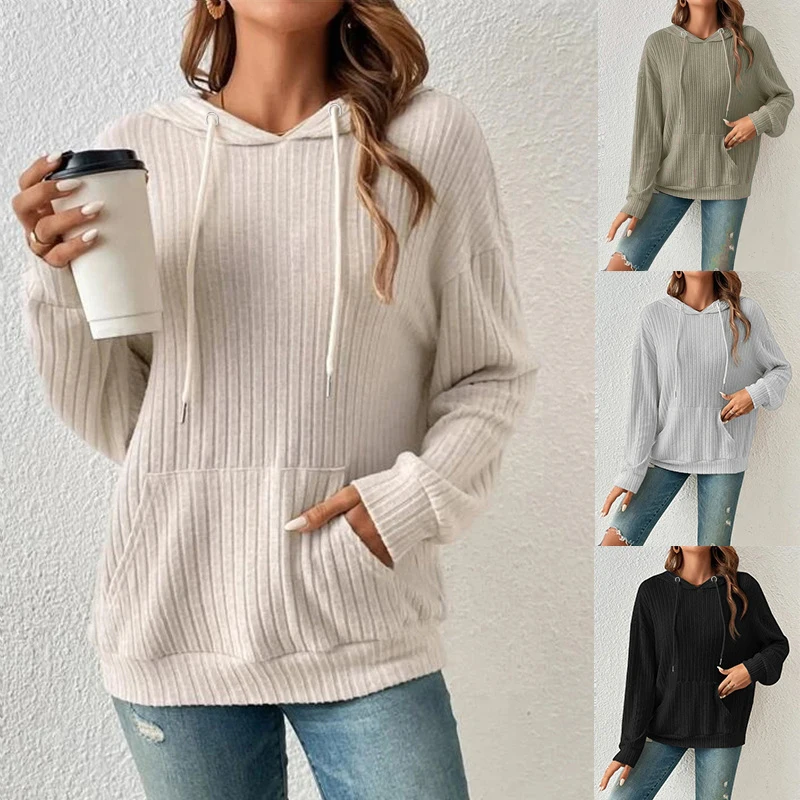 Hooded Sweater Woman Autumn Winter Long Sleeve Warm Bottoming Shirt Solid Casual Pullovers Knit Tops  Fashion Jumper 2024