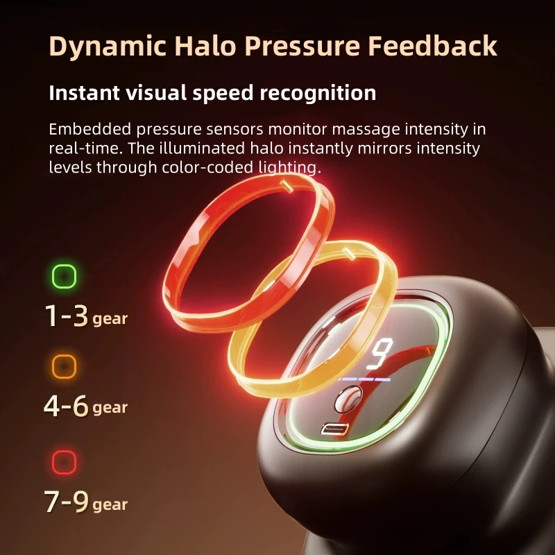 Alat Pijat Otot Profesional Pistol Fasia Genggam 4 Kepala Pemijat Tubuh Jaringan Dalam Elektrik Portabel untuk Pelepasan Myofascial