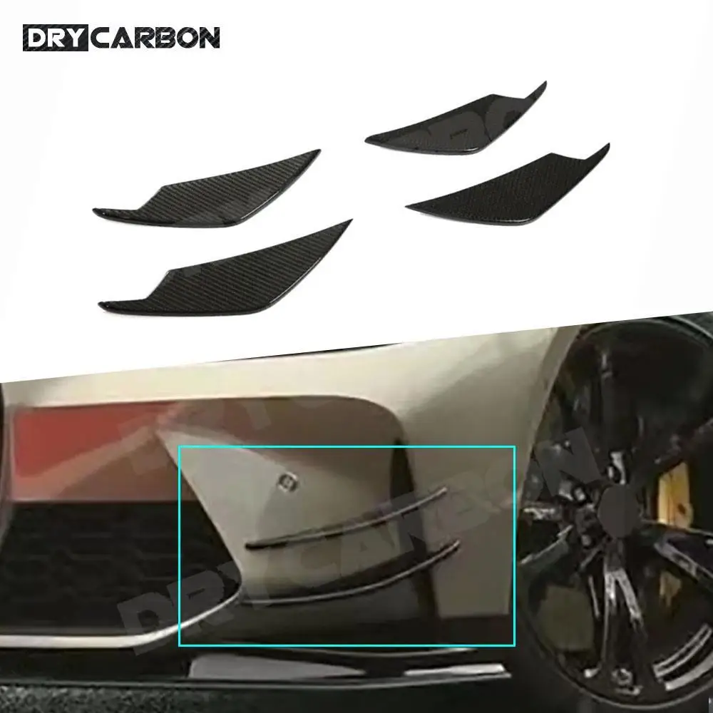 

Dry Carbon Front Bumper Canards Splitters Spoiler Bodykit Side Fin Flaps For BMW G80 M3 G82 G83 M4 2021+ FRP Black