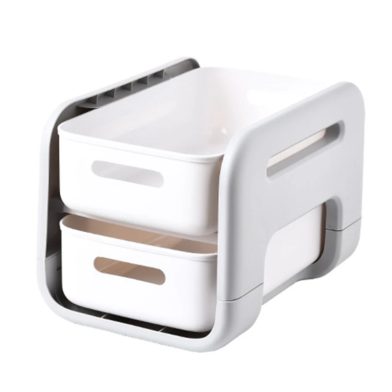 

Двухуровневый настольный органайзер для офиса, ящик для хранения кухонных принадлежностей, коробка для косметики, подставка для макияжа, органайзер для украшений