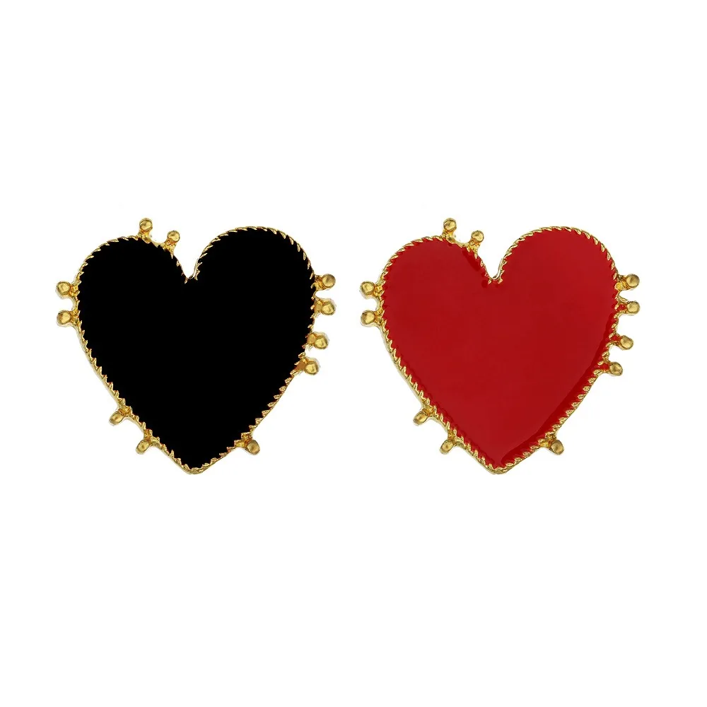 Boho INS Three Hearts Chain Earrings Bohemian Enamel Love Heart Long Dangle Earring Red Black Heart Drop Earrings Women Jewelry