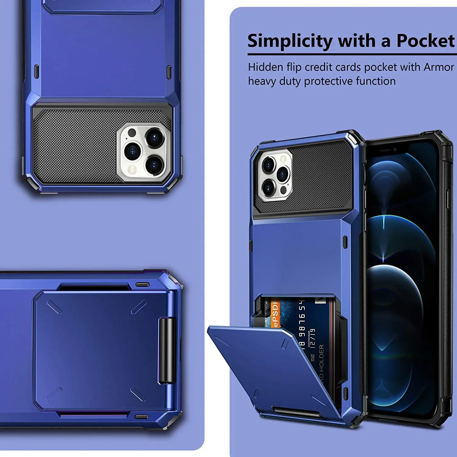 For iPhone 14 13 Pro Max 13 Mini 13 Pro 2022 Card Slots Wallet Case Cover Slide Armor Wallet Card Slots Holder for iPhone 13 image 5